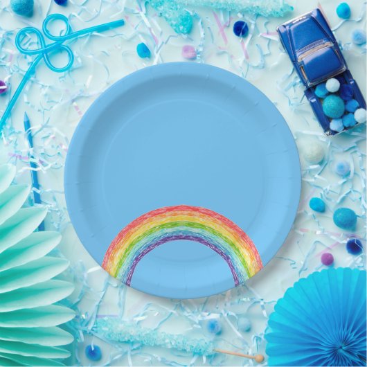 Regenbogen und blauer Himmel Pappteller (Party)