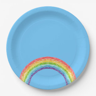 Regenbogen und blauer Himmel Pappteller