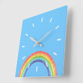 Regenbogen und blauer Himmel Quadratische Wanduhr (Winkel)