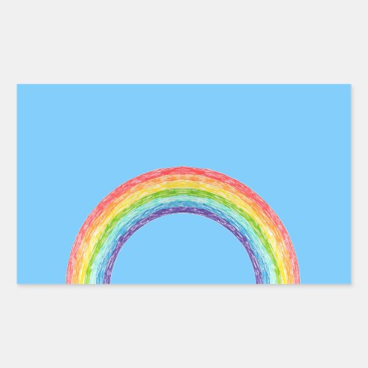 Regenbogen und blauer Himmel Rechteckiger Aufkleber (Vorderseite)