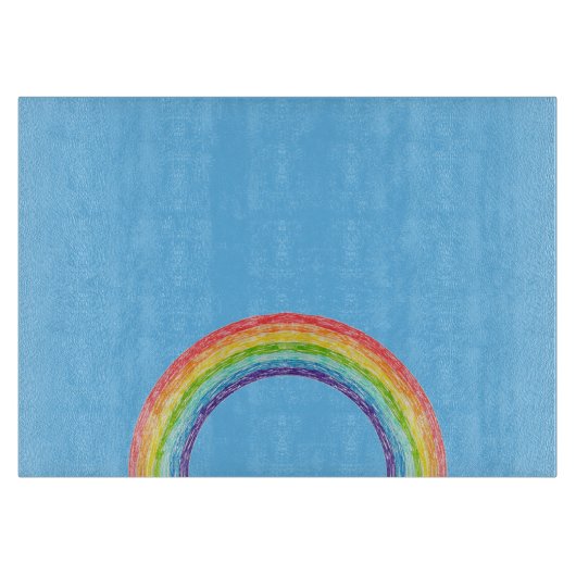 Regenbogen und blauer Himmel Schneidebrett (Vorderseite)