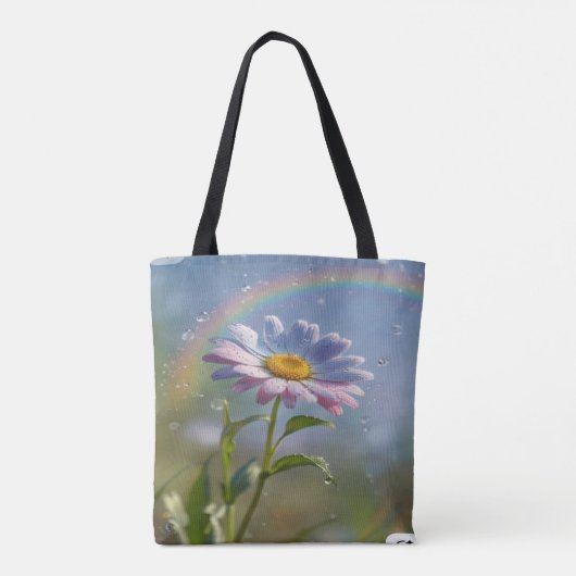 Regenbogen und Blume - farbenfrohe Leinwand Tasche (Rückseite)