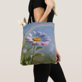 Regenbogen und Blume - farbenfrohe Leinwand Tasche (Von Nahem)