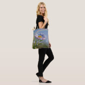 Regenbogen und Blume - farbenfrohe Leinwand Tasche (Am Model)