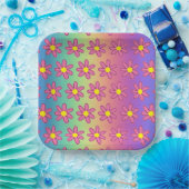 Regenbogen und Blume Pappteller (Party)