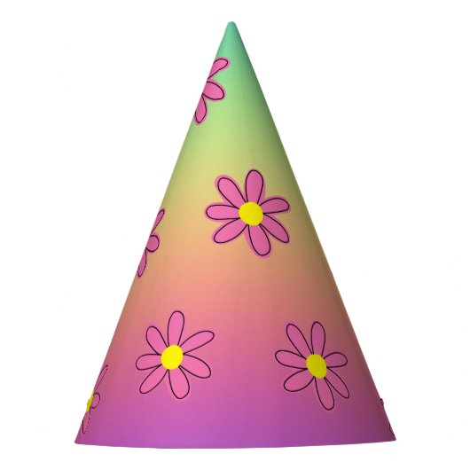 Regenbogen und Blume Partyhütchen (Vorderseite)