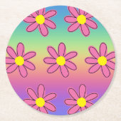 Regenbogen und Blume Runder Pappuntersetzer (Vorderseite)