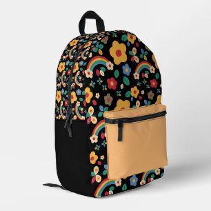 Regenbögen und Blumen Bedruckter Rucksack