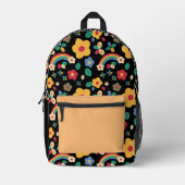Regenbögen und Blumen  Bedruckter Rucksack (Vorderseite)