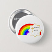Regenbogen und Christliche Taste kreuzen Button (Vorne & Hinten)