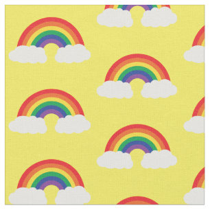 Regenbogen und Cloud auf gelben Niedlichen Kindern Stoff