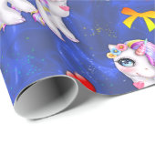Regenbögen und Einhorn Blaue Seide Geschenkpapier (Rolleneckpunkt)
