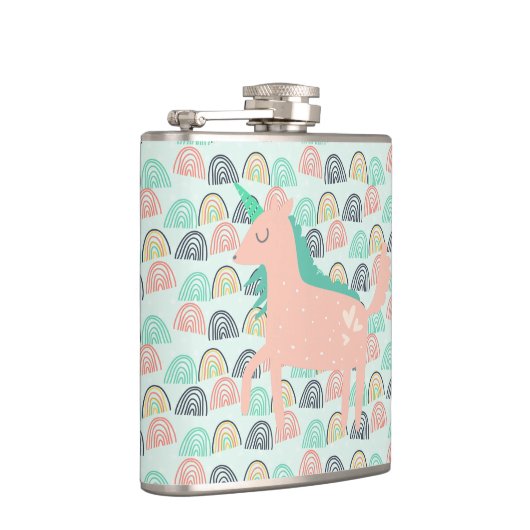 Regenbogen und Einhörner Flachmann (Rechts)