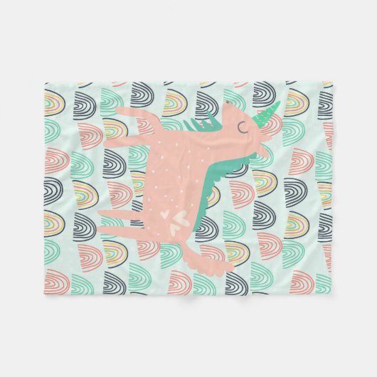 Regenbogen und Einhörner Fleecedecke (Vorderseite (Horizontal))