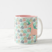 Regenbogen und Einhörner Zweifarbige Tasse (VorderseiteRechts)
