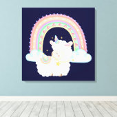 Regenbogen und Einhornlamm Leinwanddruck (Insitu (Holzboden))