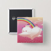 Regenbogen und Gebäude auf Wolken Button (Vorne & Hinten)