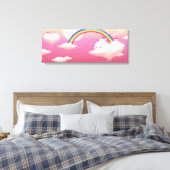 Regenbogen und Gebäude auf Wolken Leinwanddruck (Insitu (Schlafzimmer))