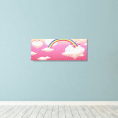 Regenbogen und Gebäude auf Wolken Leinwanddruck (Insitu (Holzboden))