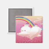 Regenbogen und Gebäude auf Wolken Magnet (Vorderseite/Rückseite)
