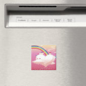 Regenbogen und Gebäude auf Wolken Magnet (In Situ (Geschirrspüler))