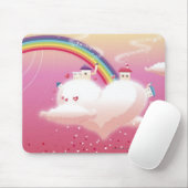 Regenbogen und Gebäude auf Wolken Mousepad (Mit Mouse)