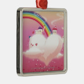 Regenbogen und Gebäude auf Wolken Ornament Aus Metall (Rechts)