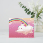 Regenbogen und Gebäude auf Wolken Postkarte (Stehend Vorderseite)