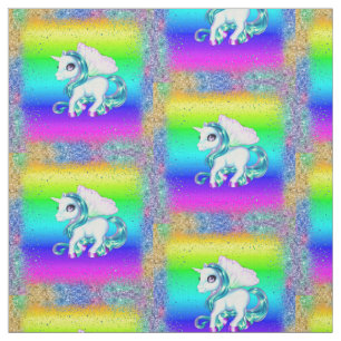 Regenbogen und Glitzer Einhorn Stoff