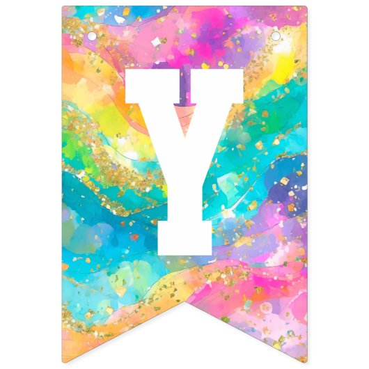 Regenbogen und Gold-Banner Wimpelkette (Zweite Fahne)