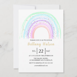 Regenbogen und goldene Sterne Baby Shower Einladun Einladung