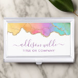 Regenbogen und Goldfarbenfrohe Visitenkarten Dose<br><div class="desc">Rainbow und Gold Watercolor Agate Business Card Case. Dieses Design zeichnet sich durch farbenfrohe Regenbogenpresse in einem zeitgenössischen künstlerischen Stil mit goldenen Glitzer-Kanten aus. Dieses lichtdurchflutete Design ist perfekt für jede berufliche Geschäftsfrau,  die nach einer unterhaltsamen künstlerischen Firmenidentität sucht. Perfekt für einen Eventplaner,  Make-up Künstler,  Friseur,  Salon-Besitzer und mehr!</div>