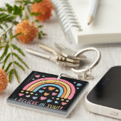 Regenbogen und Herz - Motivierend Schlüsselanhänger (Vorderseite rechts)
