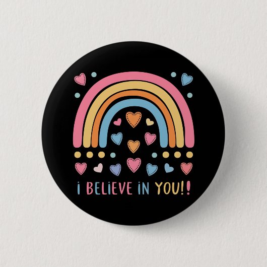 Regenbogen und Herz - Positive Botschaft Button (Vorderseite)