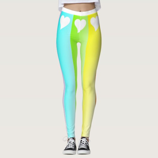 Regenbogen und Herzen Leggings (Vorderseite)
