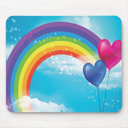 Regenbogen und Herzen Mousepad (Vorne)