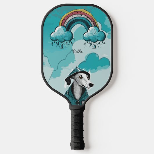 Regenbogen und Hund Pickleball Schläger (Vorderseite)