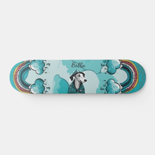 Regenbogen und Hund Skateboard (Horizontal)