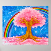 Regenbogen und Kirschblüte Poster (Vorne)