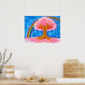 Regenbogen und Kirschblüte Poster (Küche)