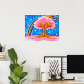 Regenbogen und Kirschblüte Poster (Heimbüro)