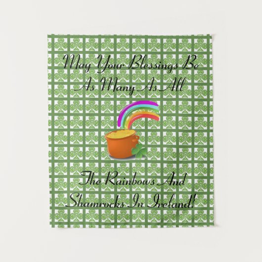 Regenbogen und Kleeblätter Wandteppich (Vorderseite)