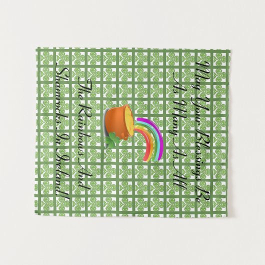 Regenbogen und Kleeblätter Wandteppich (Vorderseite (Horizontal))