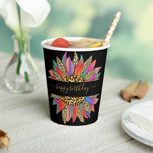 Regenbogen und Leopard, personalisierter Papierbec Pappbecher (In Situ)