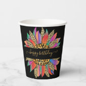 Regenbogen und Leopard, personalisierter Papierbec Pappbecher (Vorderseite)