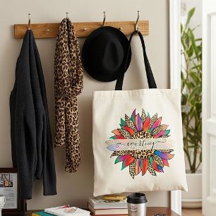 Regenbogen- und Leoparden-Druck personalisierte Ei Tragetasche