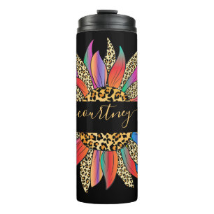 Regenbogen- und Leoparden-Druck personalisierte Th Thermosbecher