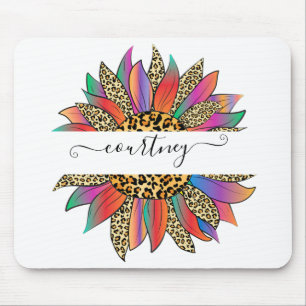 Regenbogen und Leoparden drucken personalisiert Mousepad