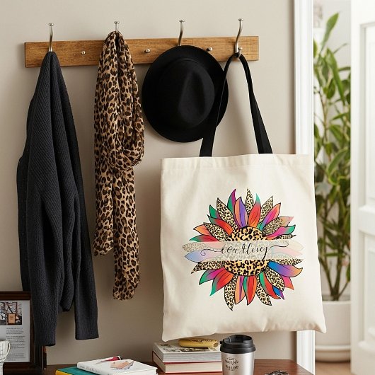 Regenbogen und Leopardendruck personalisierte Tott Tragetasche