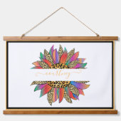Regenbogen und Leopardensonnenblume personalisiert Wandteppich Mit Holzrahmen (Vorne)